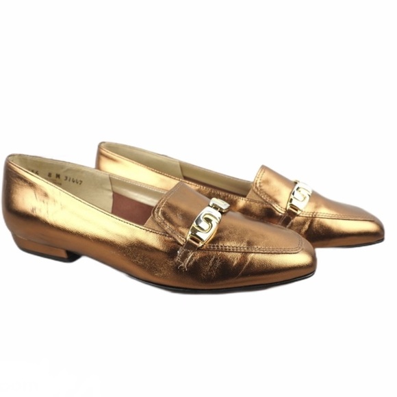 Magdesians sz 8 copper metallic leather loafers - Picture 2 of 9